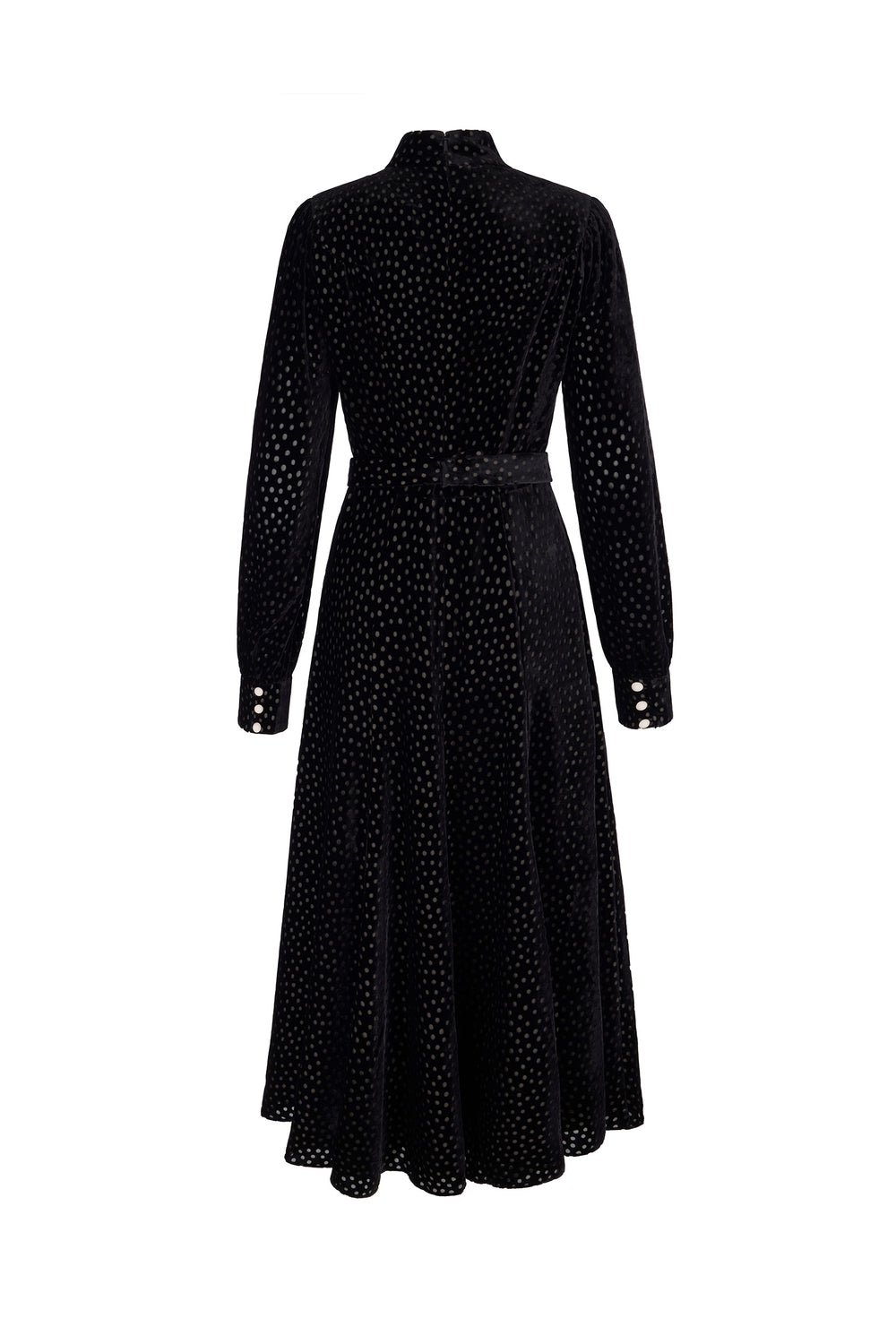 Load image into Gallery viewer, Biarritz Dress Black Polka Dot Velvet