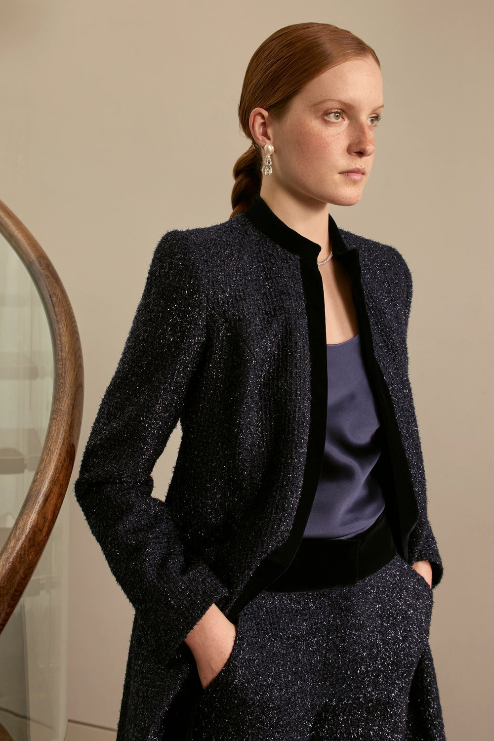 Load image into Gallery viewer, Bloomsbury Set Metallic Tweed Navy