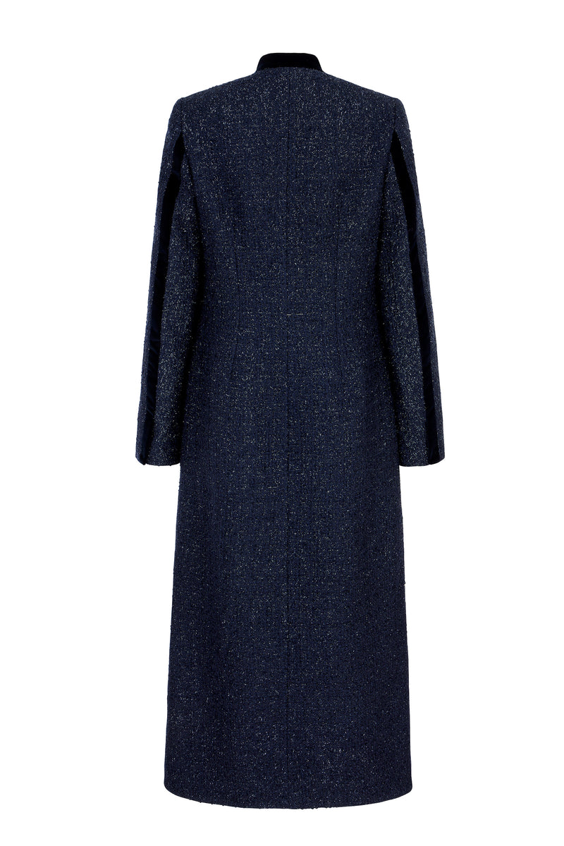 Load image into Gallery viewer, Bloomsbury Coat Metallic Tweed Navy