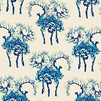 Load image into Gallery viewer, Blue Trees Toile De Jouy Crepe De Chine
