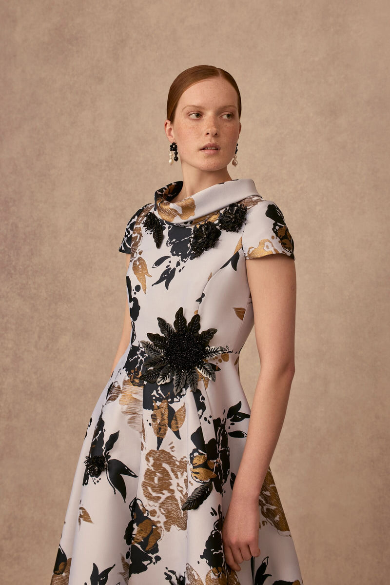 Load image into Gallery viewer, Blythe Gown Bold Floral Jacquard