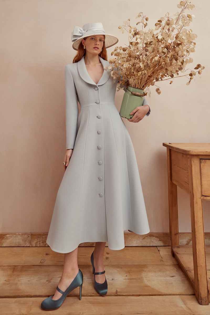 Load image into Gallery viewer, Boston Formal Coat Dress Eucalyptus Wool Crepe - ARCHIVE SALE