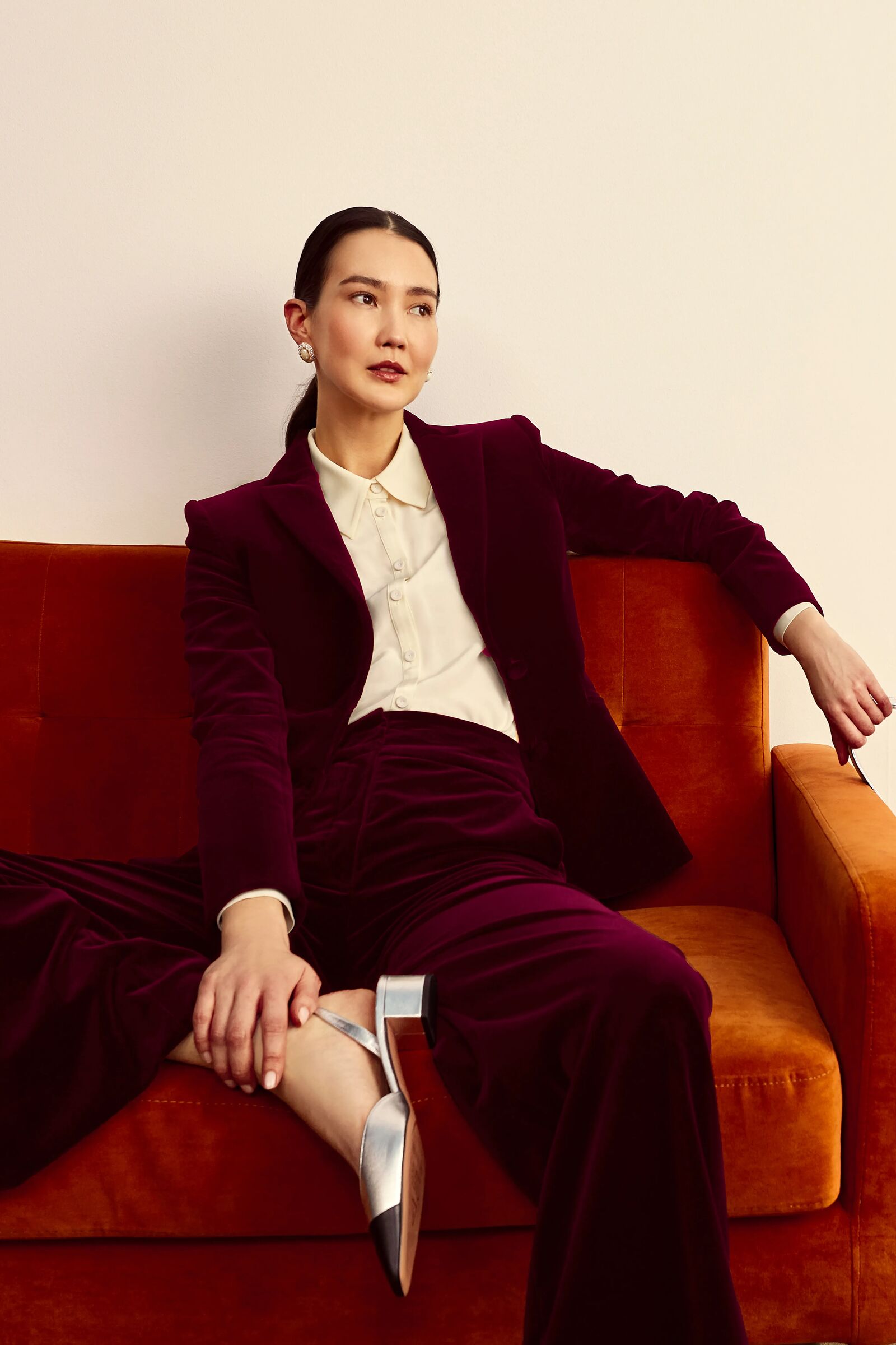 Style Cranberry Velvet Blazer Suit Jacket Womens Red Velvet Jacket Velvet  Suit Jacket