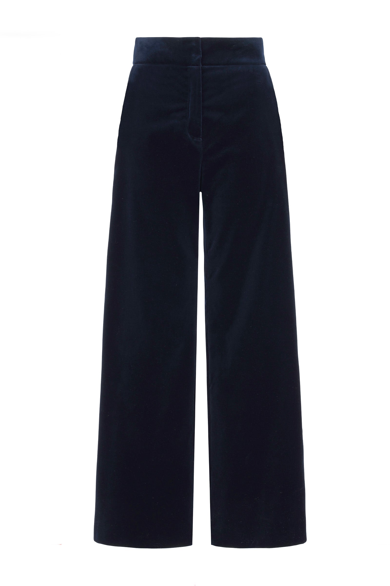 Brooklyn Tailored Wide Leg Trousers | Navy Velvet | Luxury Womens