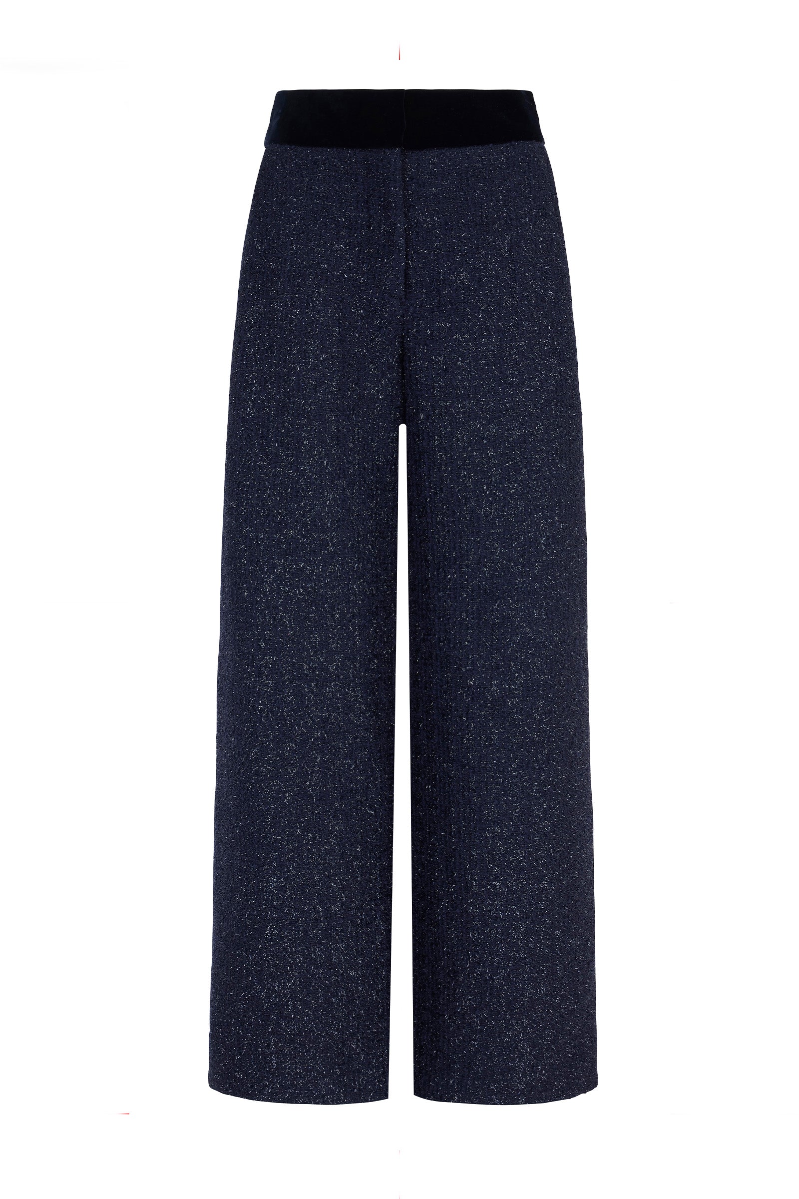 Brooklyn Tailored Wide Leg Trousers | Navy Metallic Tweed | Luxury