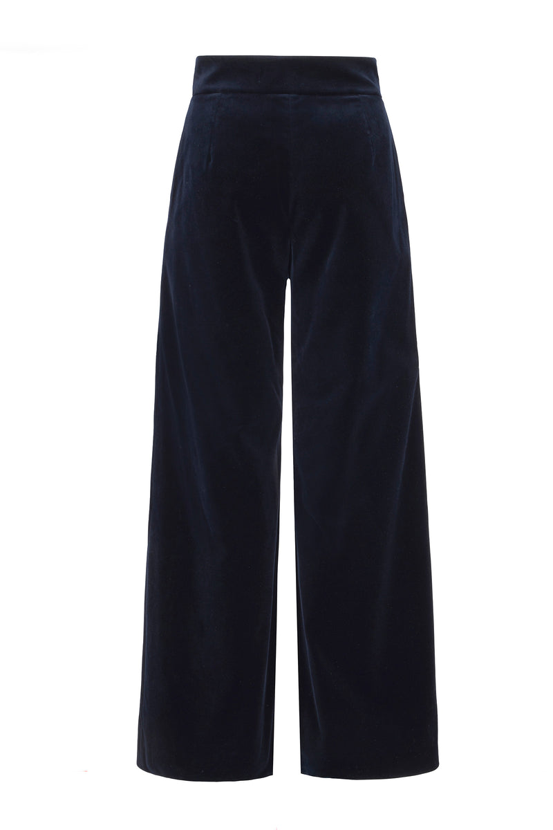 Load image into Gallery viewer, Brooklyn Wide Leg Trousers 26 Navy Velvet