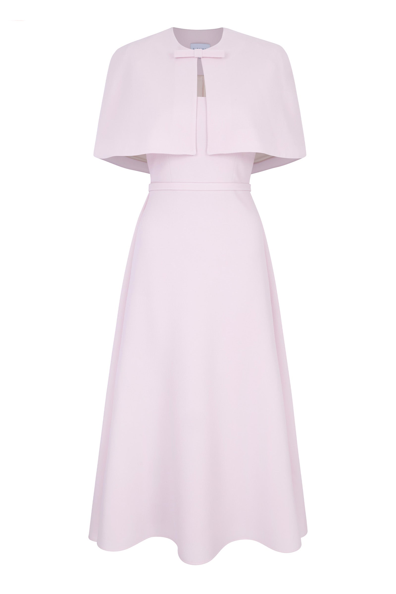 スーツ・フォーマル・ドレス L'or Cape collar Dress Cordelia Dress And Cape Set Frosted Pink Cloqué – Suzannah London