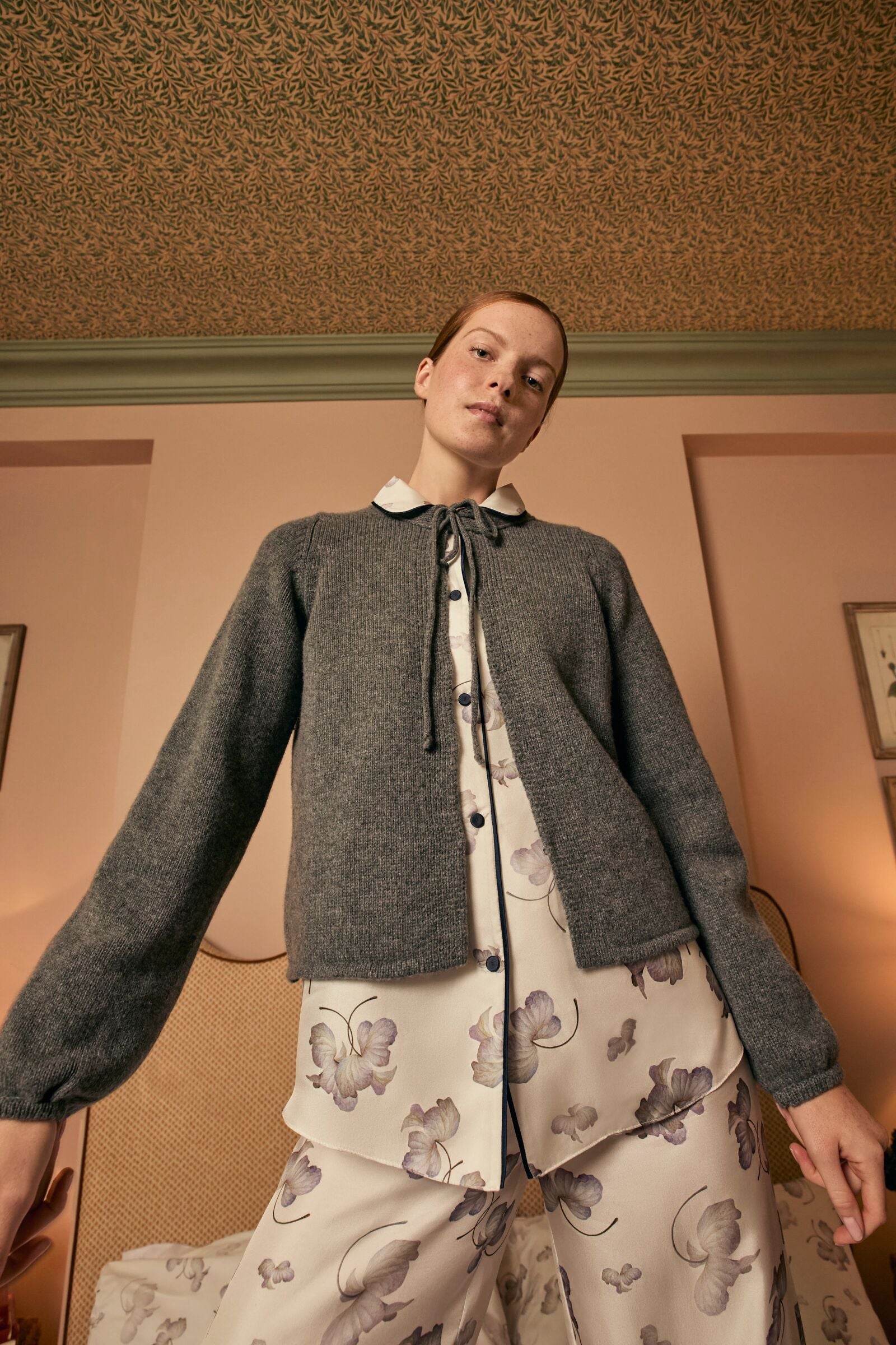 Grey Lambswool and Cashmere Cardigan Grey | Suzannah London