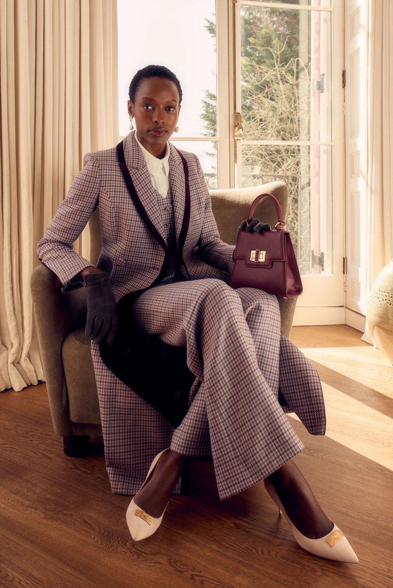 Load image into Gallery viewer, Houndstooth Checked 3 Piece Suit Heather