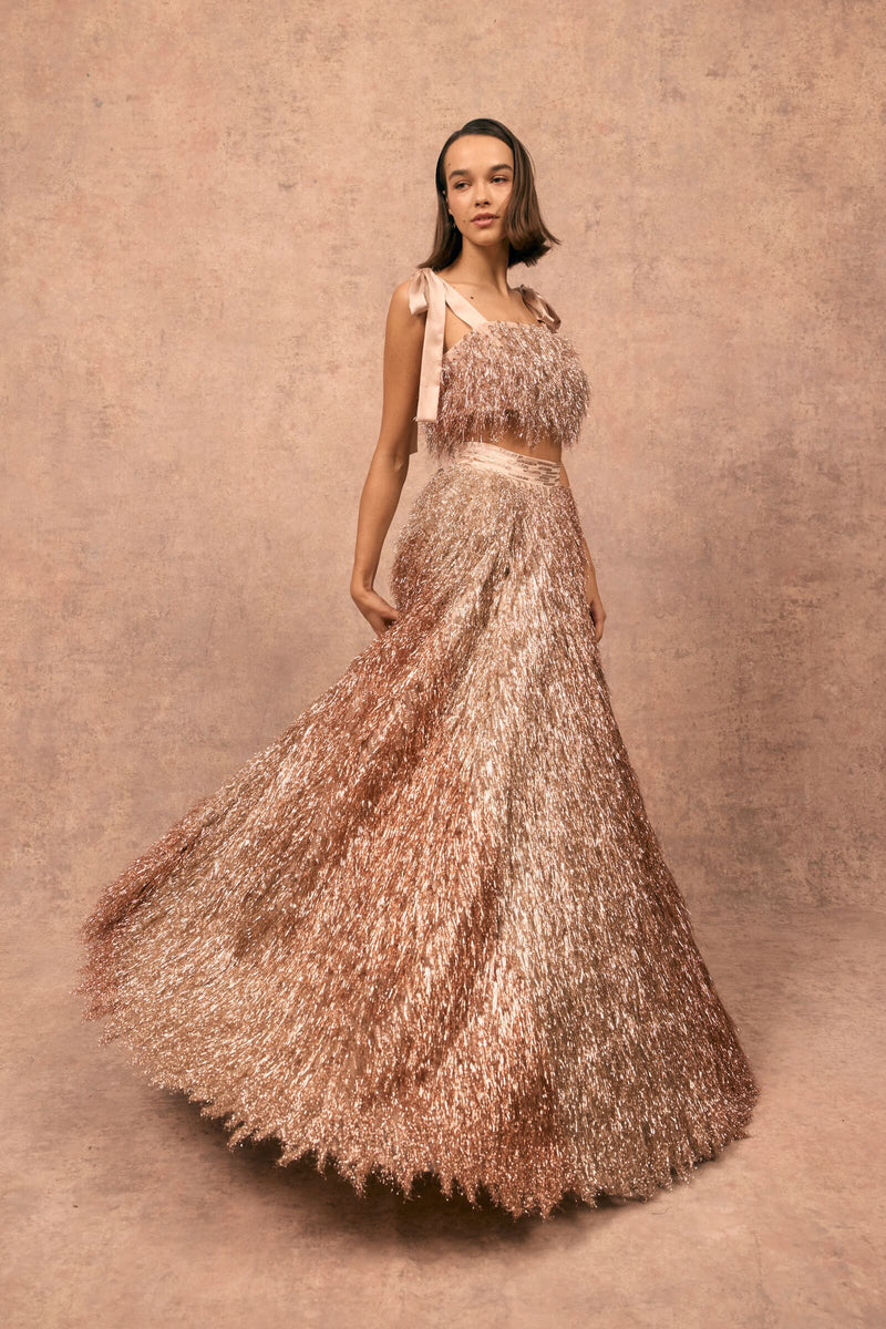Load image into Gallery viewer, Carnegie Top and Skirt Lamé Tassels