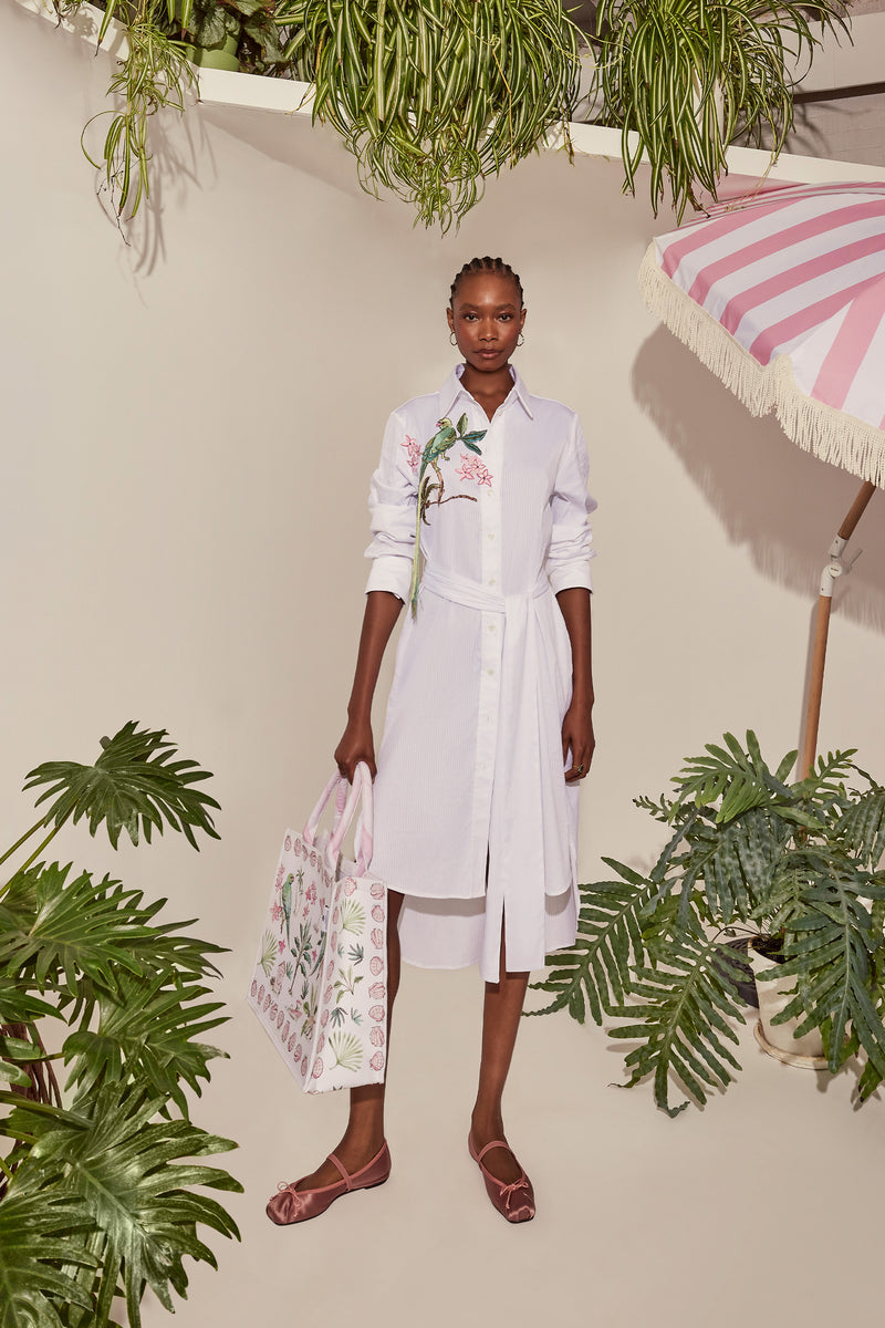 Load image into Gallery viewer, Cassie Embroidered Shirt Dress ARCHIVE SALE