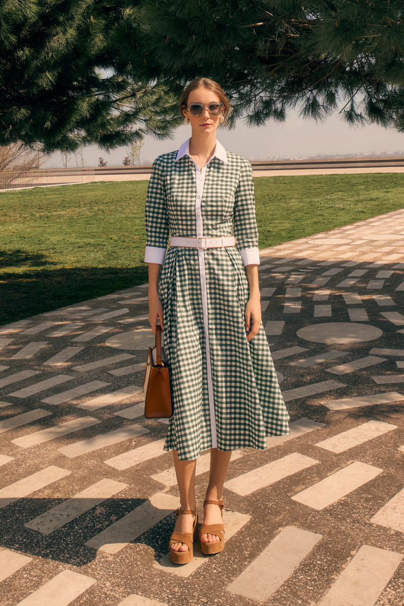 Load image into Gallery viewer, Centre Court Shirt Dress Gingham Cotton