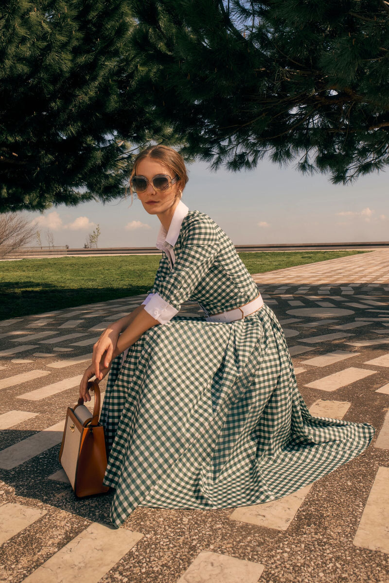 Load image into Gallery viewer, Centre Court Shirt Dress Gingham Cotton