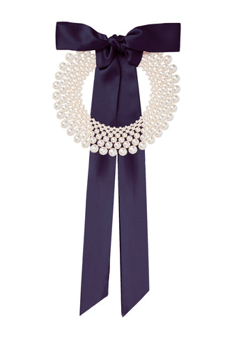Chunky Pearl Collar Navy