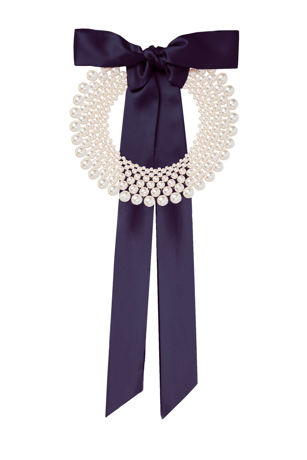 Load image into Gallery viewer, Chunky Pearl Collar Navy