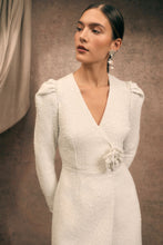 Load image into Gallery viewer, Corsage Tailored Wrap Dress Sequin Tweed