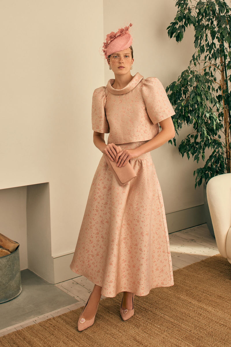 Load image into Gallery viewer, Clara Skirt Heirloom Brocade Rose and Gold