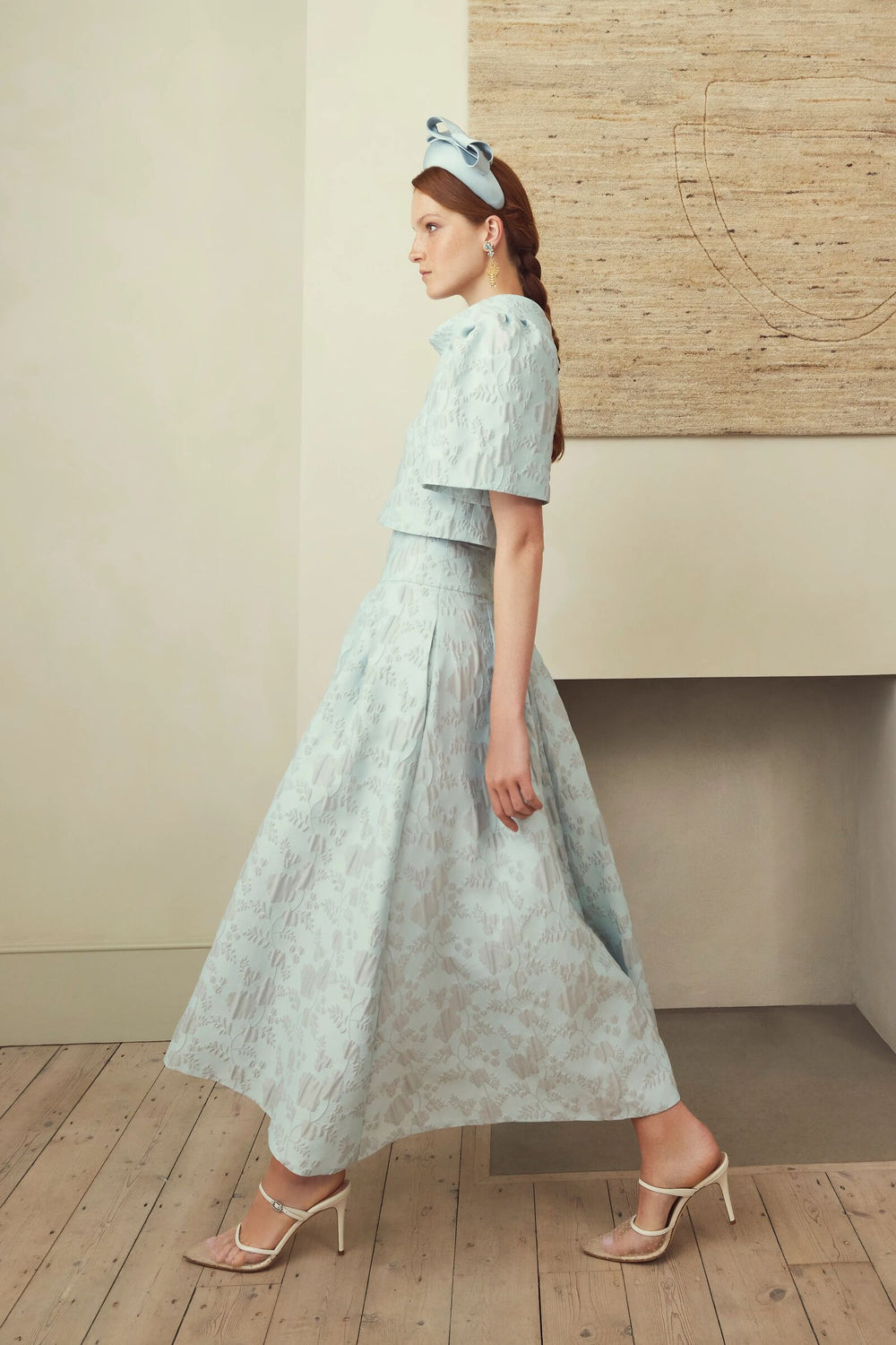 Load image into Gallery viewer, Clara Skirt Floral Matelassé Eucalyptus