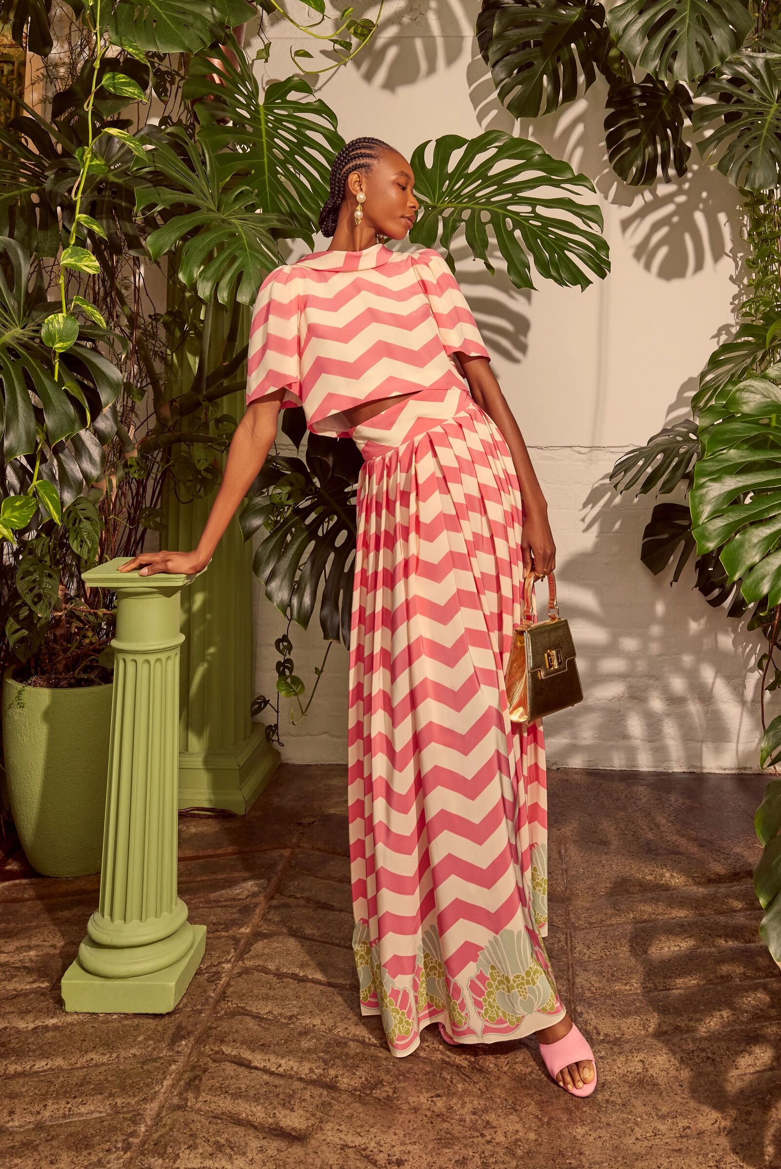 Palm Beach Skirt Pink Chevron | Suzannah London