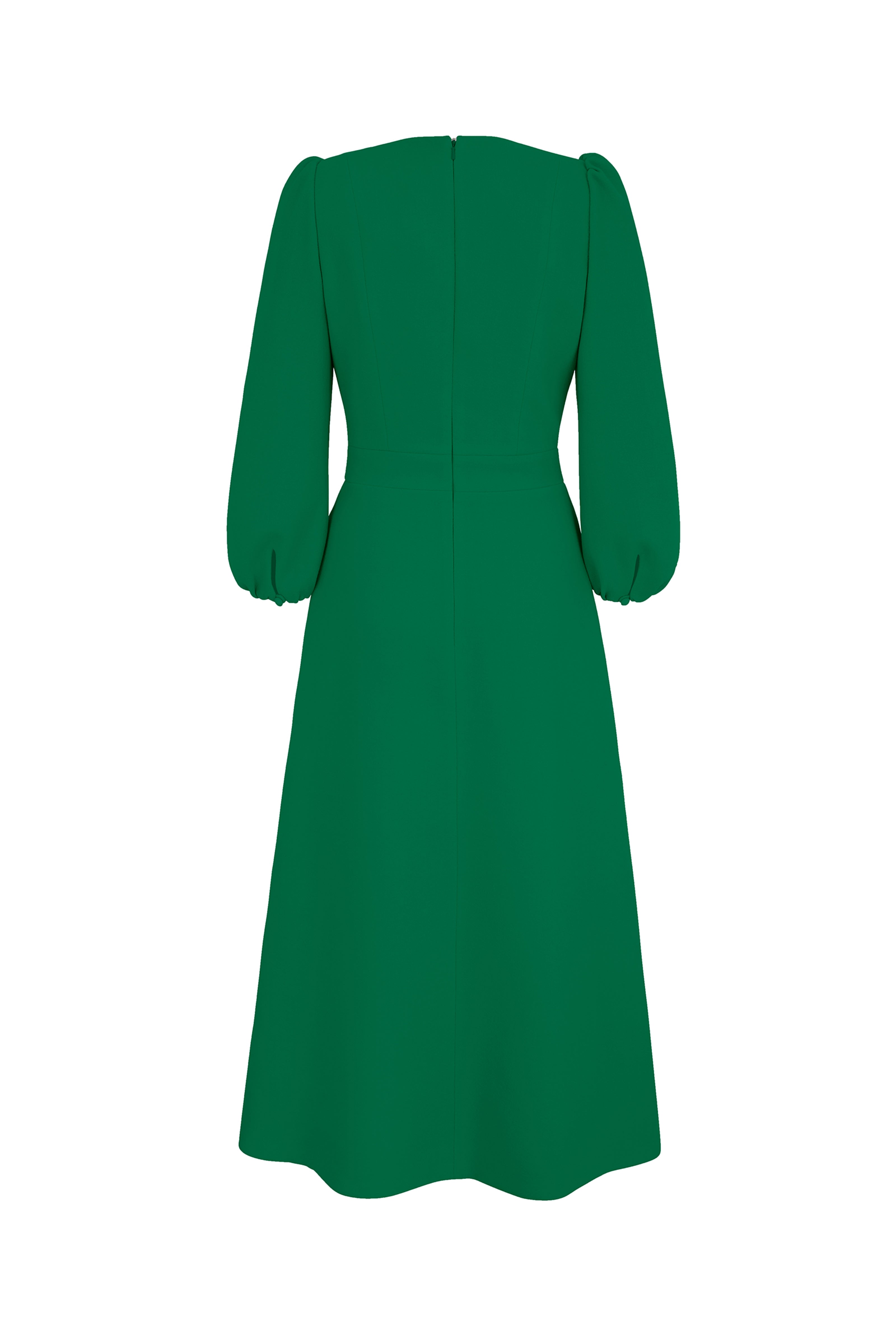Clemmie Dress Wool Crepe Emerald | Suzannah London