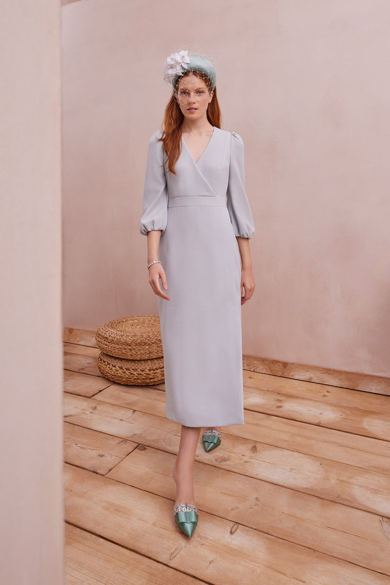 Load image into Gallery viewer, Clemmie Dress Wool Crepe Eucalyptus