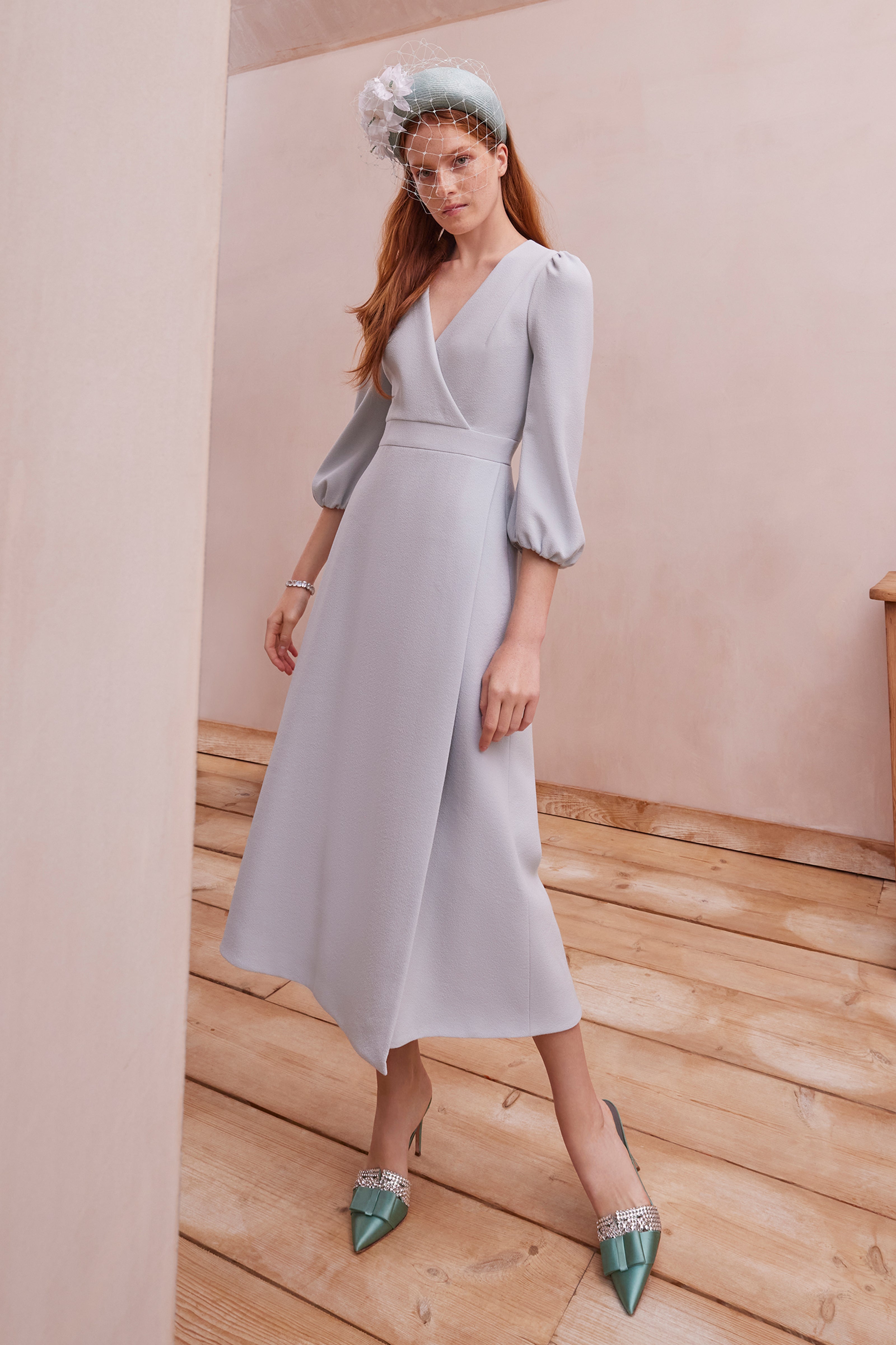 Clemmie Dress Wool Crepe Eucalyptus