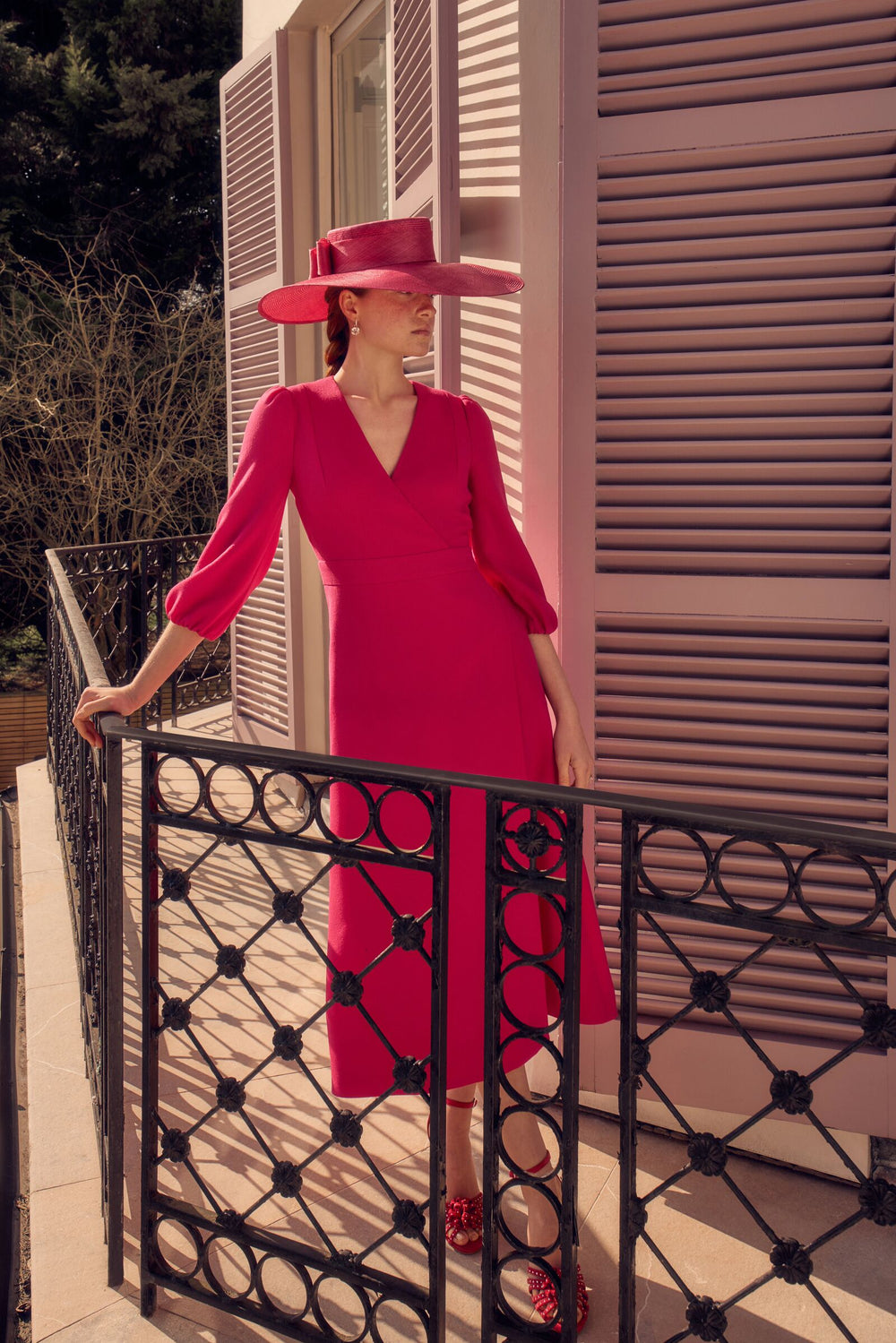 Load image into Gallery viewer, Clemmie Dress Wool Crepe Raspberry