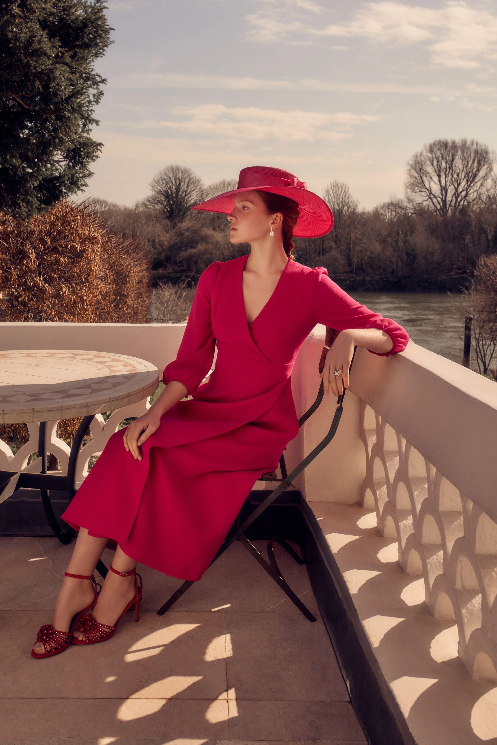 Clemmie Dress Wool Crepe Raspberry | Suzannah London