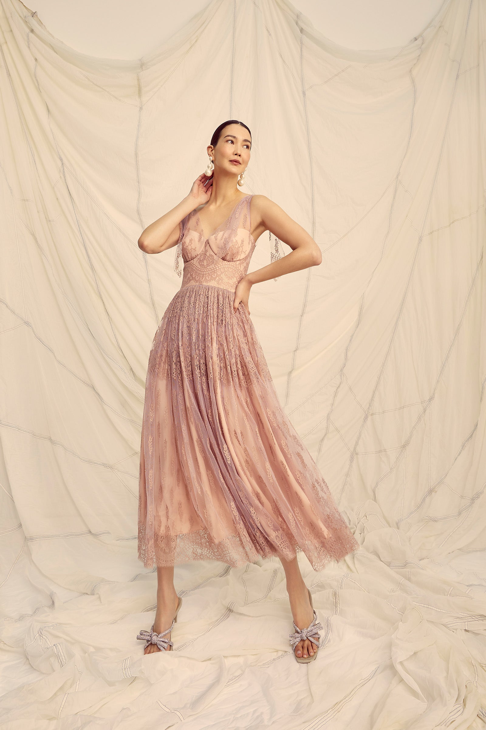 Cleo Dress | Pink Lace | Suzannah London Cleo Dress | Pink Lace | Suzannah London