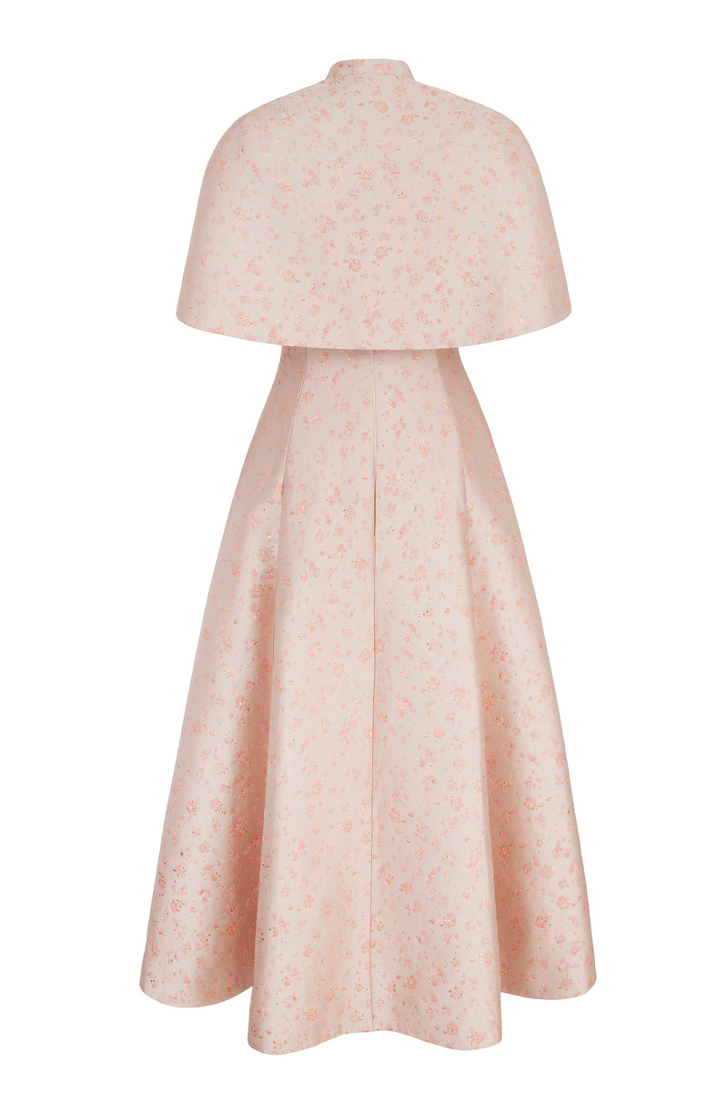 Load image into Gallery viewer, Constanza Dress and Cape Set Heirloom Brocade Rose and Gold
