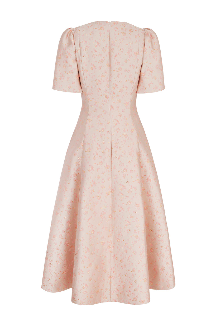 Load image into Gallery viewer, Constanza Dress Heirloom Brocade Rose and Gold