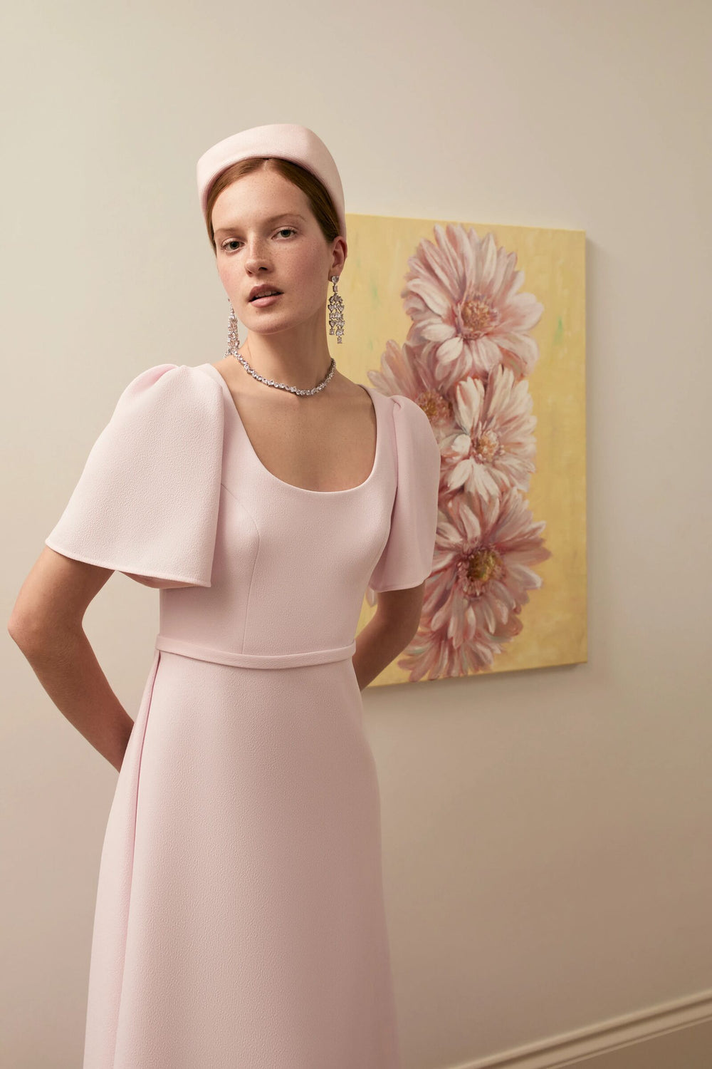 Load image into Gallery viewer, Cordelia Dress Frosted Pink Cloqué