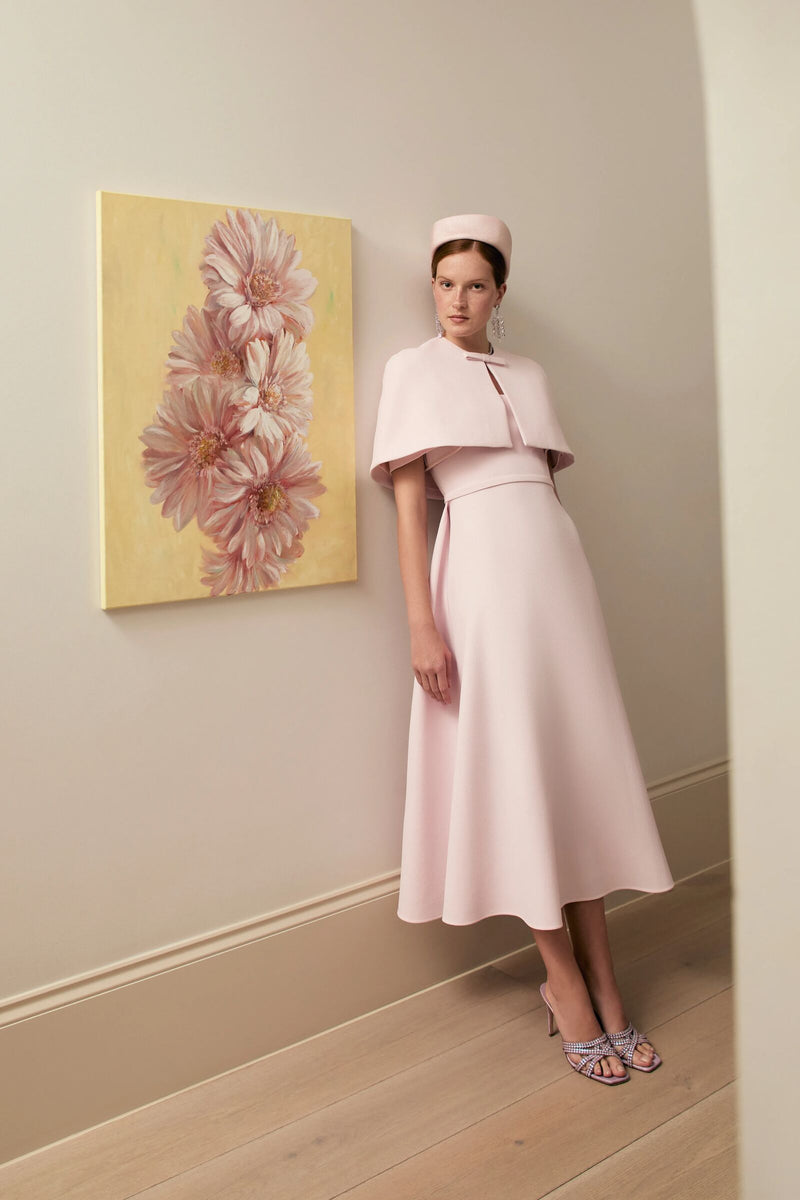 Load image into Gallery viewer, Cordelia Cape Frosted Pink Cloqué
