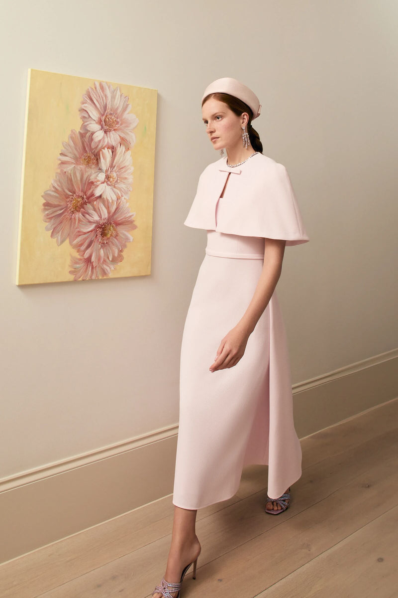 Load image into Gallery viewer, Cordelia Dress And Cape Set Frosted Pink Cloqué
