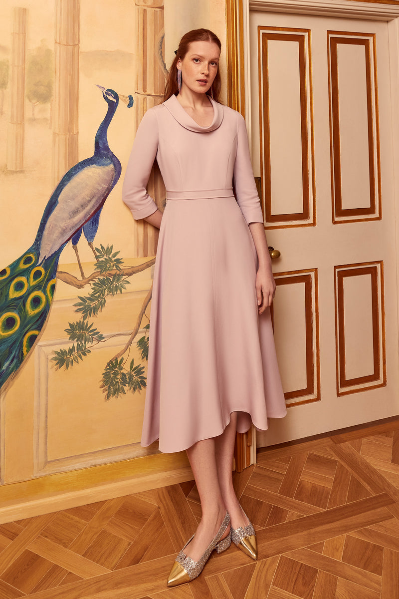Load image into Gallery viewer, Silk Cowl Neck Riding Dress Opal - ARCHIVE SALE