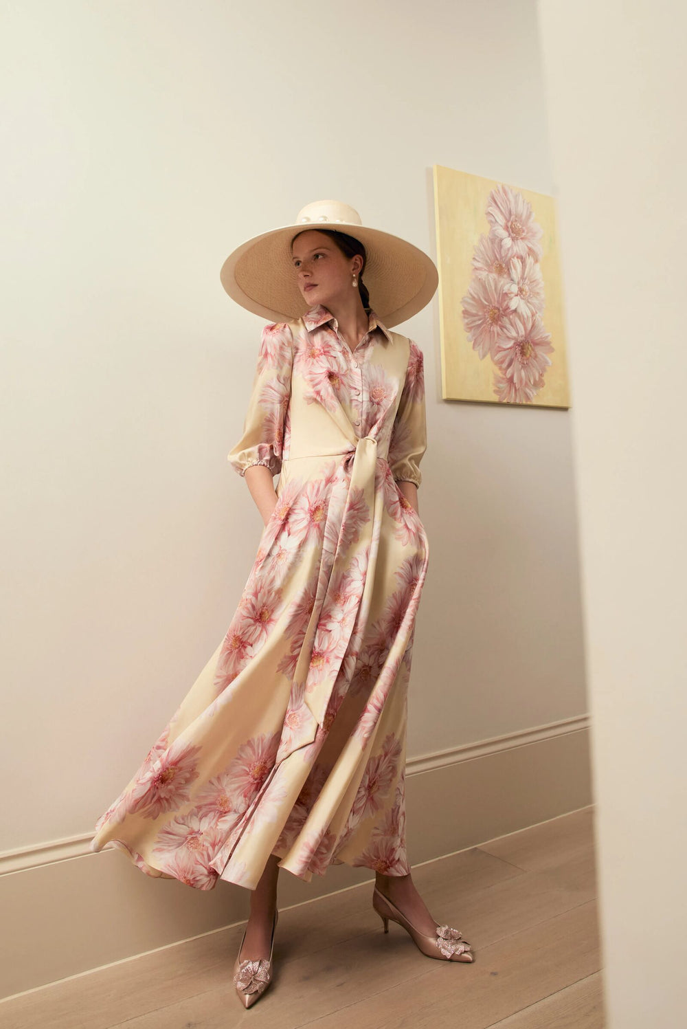 Load image into Gallery viewer, Crawford Lemon Gerbera Silk Dress x Marieluise Bantel
