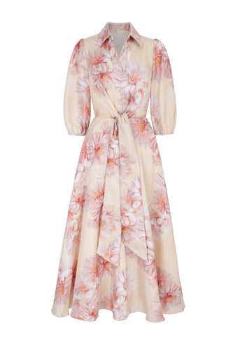 Crawford Lemon Gerbera Silk Dress x Marieluise Bantel