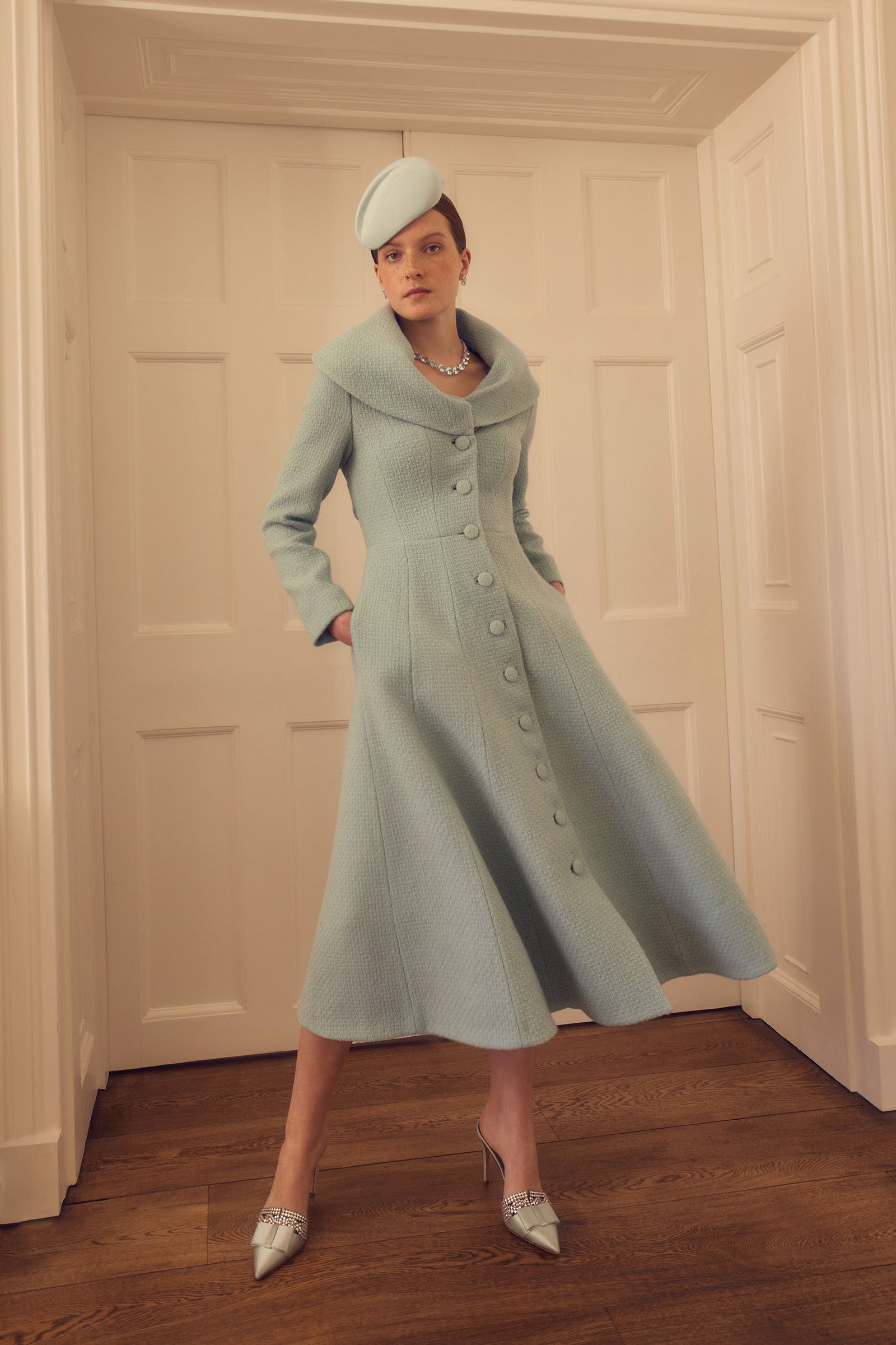 Cumbria Formal Coat Dress Duck Egg Wool Crepe