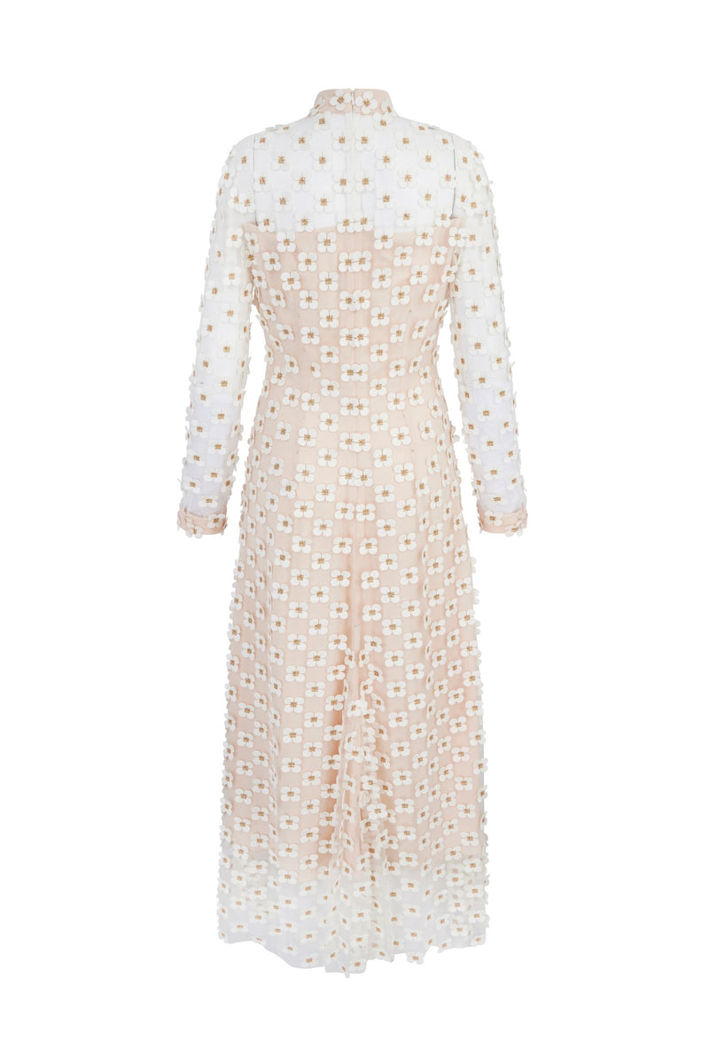 Load image into Gallery viewer, Keres Dress Ivory Appliqué Daisy Lace