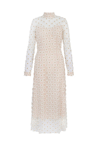 Keres Dress Ivory Appliqué Daisy Lace