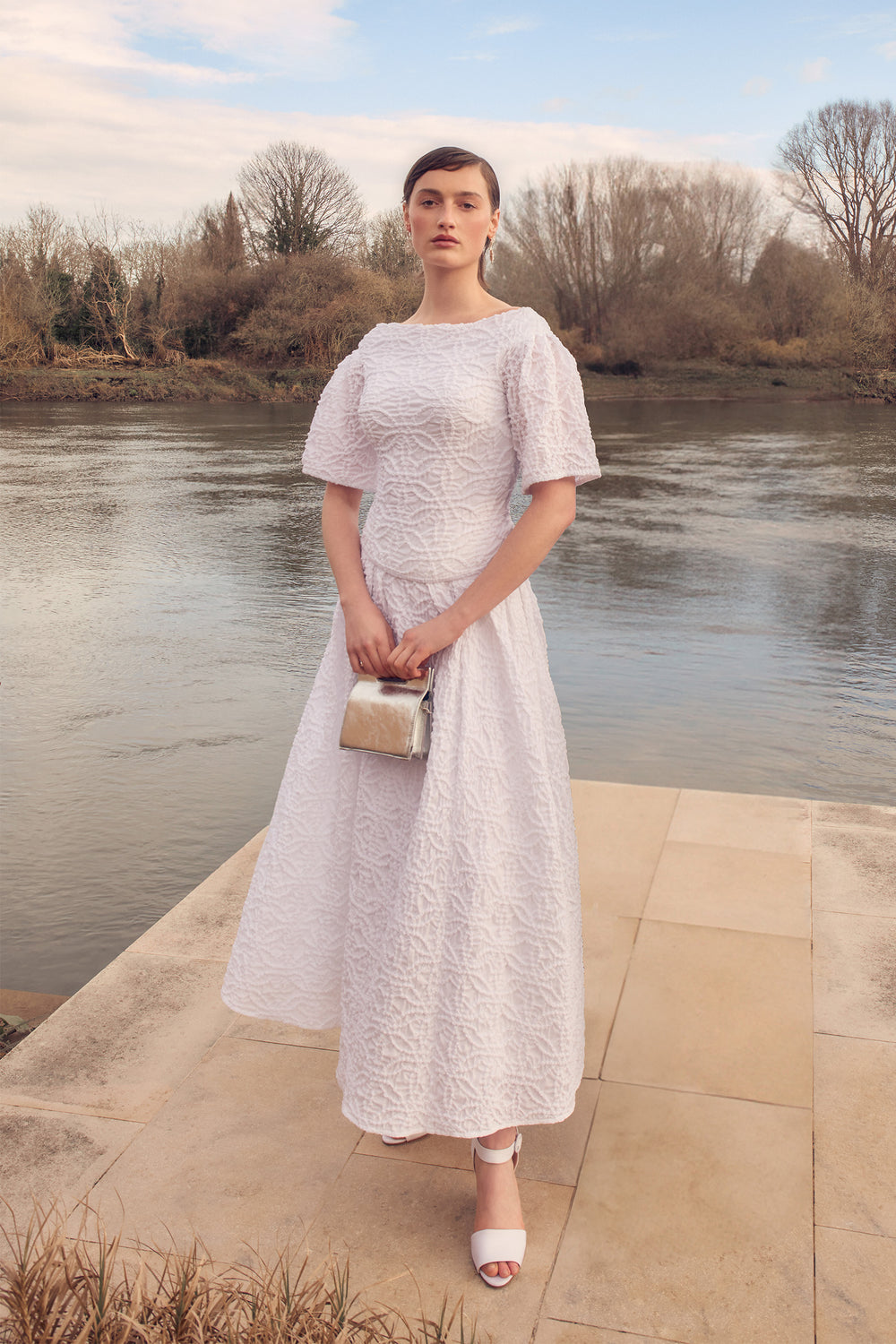 Load image into Gallery viewer, Darcy Skirt Smocked Cotton White