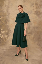 Load image into Gallery viewer, Darlena Cape Forest Green Cloqué