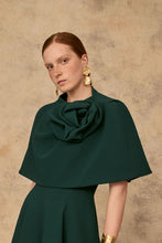 Load image into Gallery viewer, Darlena Cape Forest Green Cloqué