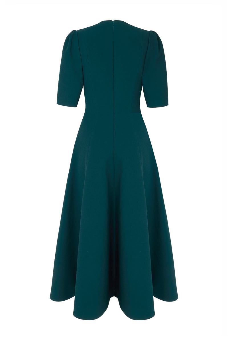 Load image into Gallery viewer, Darlena Dress Forest Green Cloqué