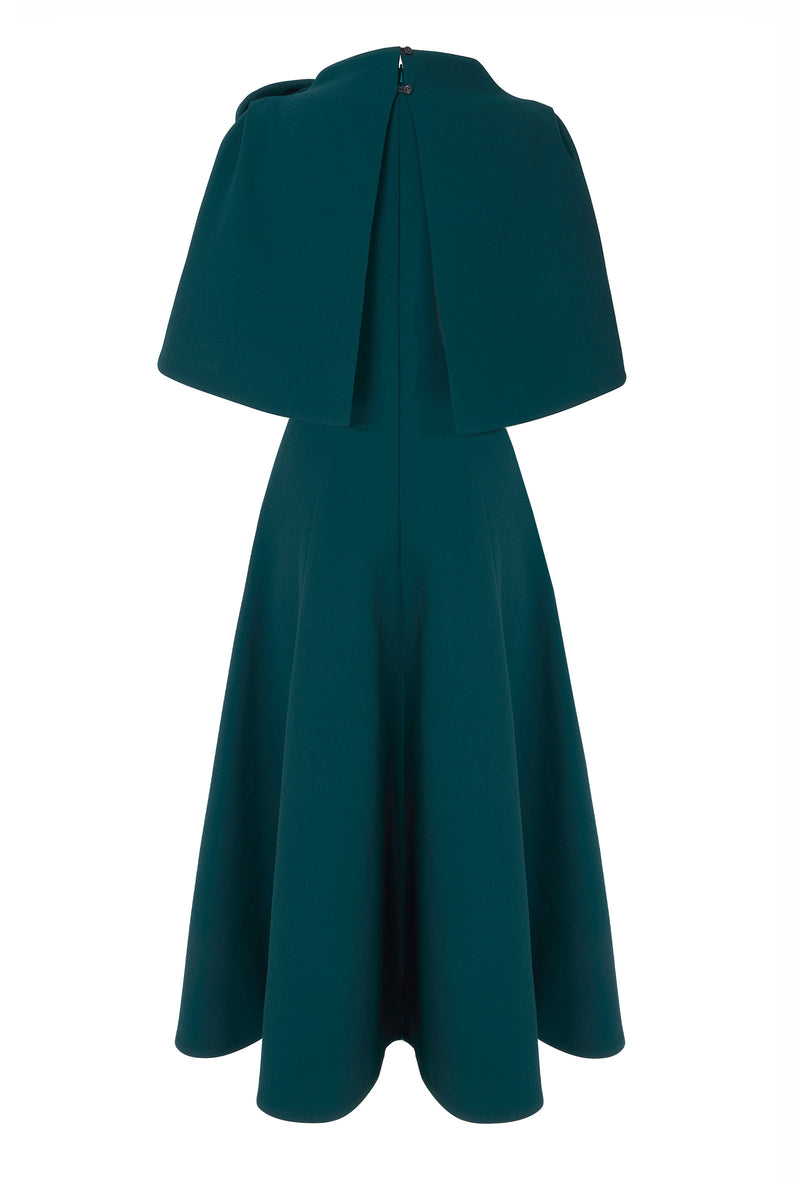 Load image into Gallery viewer, Darlena Dress and Cape Set Forest Green Cloqué