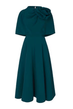 Load image into Gallery viewer, Darlena Dress And Cape Set Forest Green Cloqué