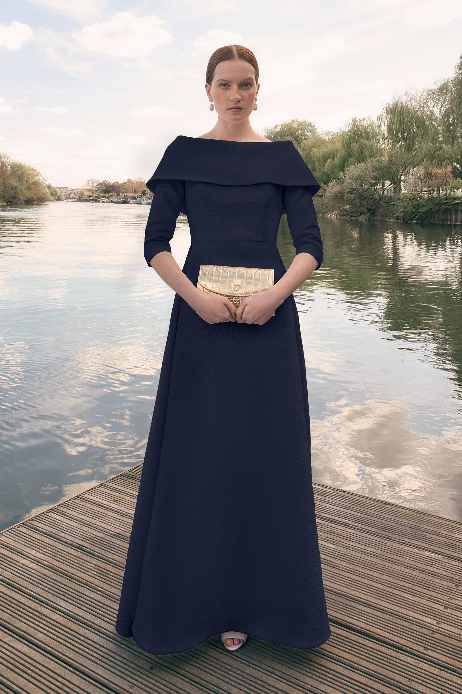 Debutante Floor Length Gown Navy | Suzannah London | Couture