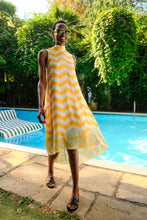 Load image into Gallery viewer, Decades Dress Yellow Chevron