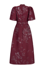 Load image into Gallery viewer, Delphine Dress Merlot Jacquard