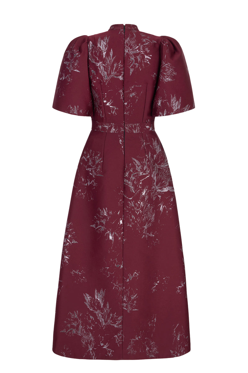 Load image into Gallery viewer, Delphine Dress Merlot Jacquard